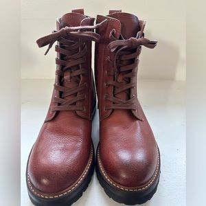 Frye Ella Moto Lace Up Boots, Cognac, size 9. Like new, worn only once! Rare!
